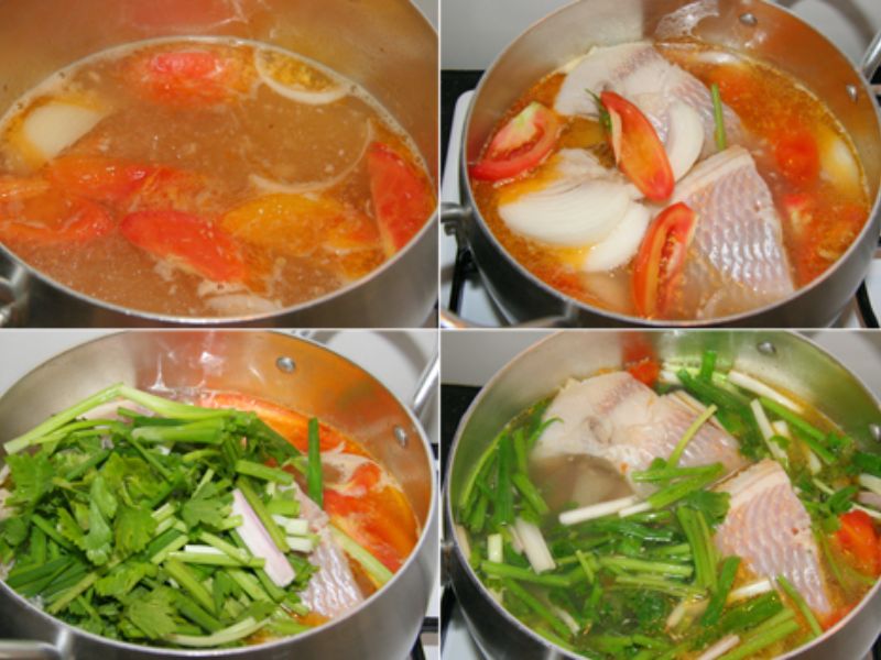 Các bước tiến hành nấu canh chua cá diêu hồng 